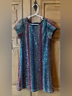 Nordstrom Girls' Multicolor Sequin Stripe Dress